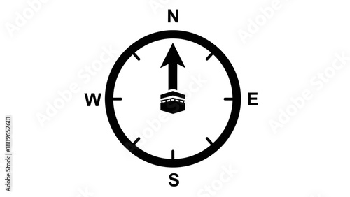 Black Compass with Directional Arrow.