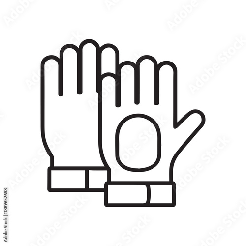 Protective Work Gloves Line Icon Vector On White Background 
