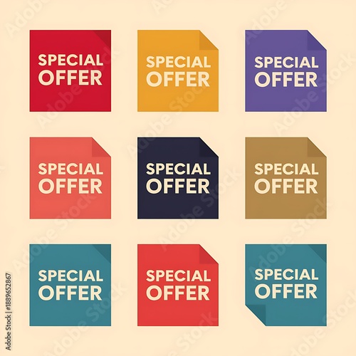 Colorful Special Offer Banners Set for Sales and Discounts Marketing Vector Design