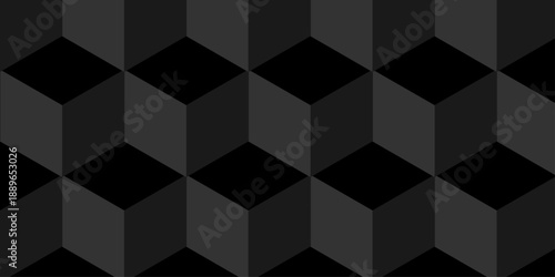 Abstract square dark black cubic square shape backdrop texture. cube geometric wall and floor vector diamond hexagon triangle wallpaper background.