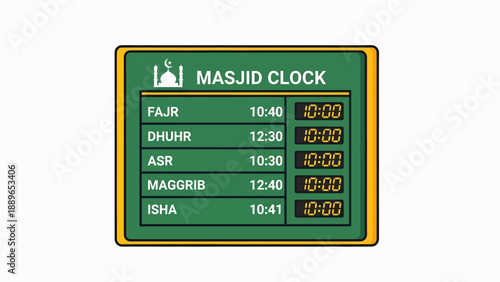 Masjid Clock Prayer Times Display.