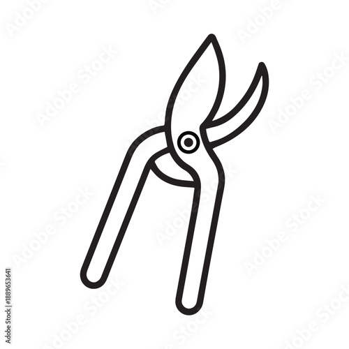 Pruning Shears Garden Tool Line Icon Vector On White Background 