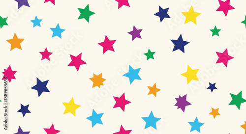 Multicolored stars fill the space with vibrant colors and shapes