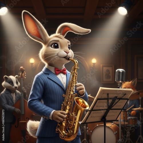 Anthropomorphic rabbit play...