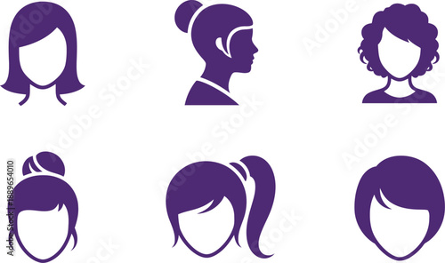 Women's day vector hair styles icons Vector