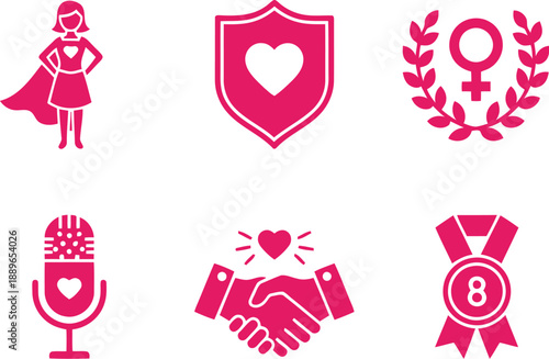 Women's day vector icons set   empowerment and strength Vector
