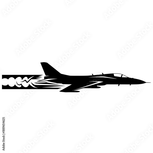 Fighter Jet Silhouette with Tribal Flame Exhaust
