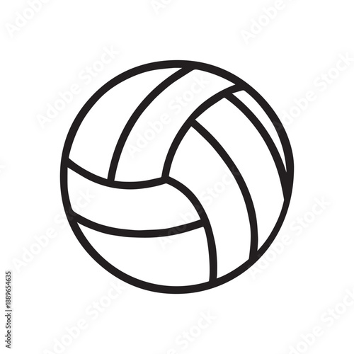 Volleyball Ball Line Icon Vector On White Background 