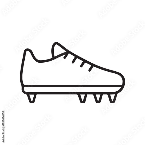 Soccer Cleat Shoe Line Icon Vector On White Background 