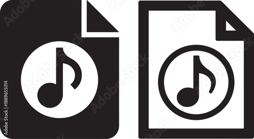 Audio File Vector Set – Minimal Music Document Icons with Folded Corner