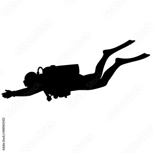 Silhouette of a scuba athlete