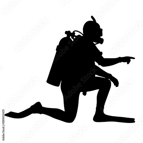 Silhouette of a scuba athlete