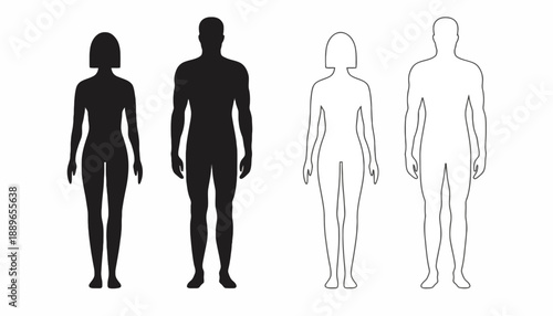 Four human silhouettes standing side by side in different shades