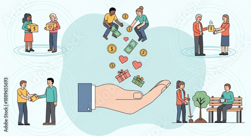 People Giving and Receiving Gifts and Money.