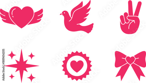 Pink women's day vector icons set Vector
