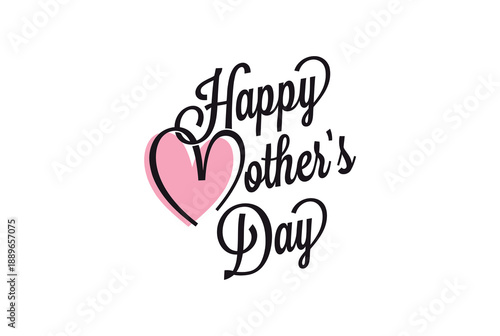 A decorative happy mother s day message with a heart illustration