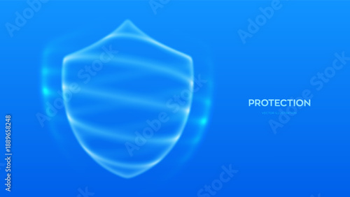 Healthcare shield with energy force field. Protection shield. Cyber security, healthcare, insurance, defense, guard, safety symbol. Internet privacy, firewall and antivirus system. Vector illustration