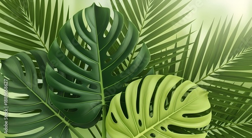 Tropical leaves arranged closely