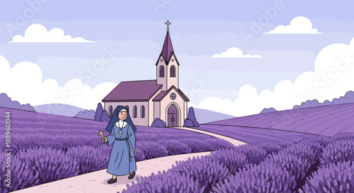 Woman Walking on a Path Alone.