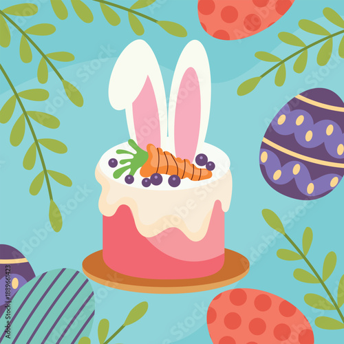Easter cake. Simple vector poster for Easter.