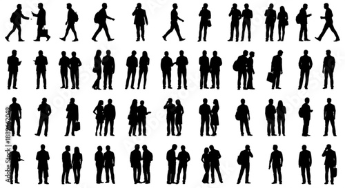 Business People Silhouettes: Professional Male and Female Office Workers Set