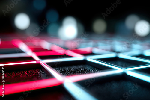Abstract neon geometric grid creating a modern design
