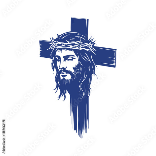 Jesus Christ Crown of Thorns Cross Religious Symbol.