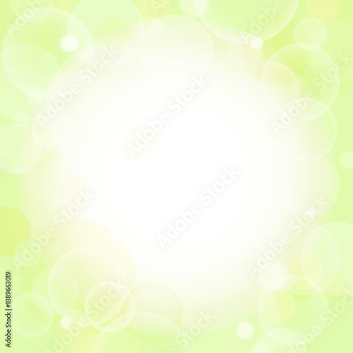 黄緑の光ボケ背景 正方形｜中央余白のある抽象グラデーション