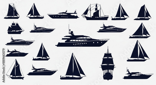 Maritime Transport Illustration: Sea Vessel Shapes in Flat Vector Design