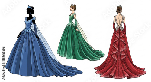 Fashion Female Icons: Graceful Dress Poses for Wedding and Gala Design