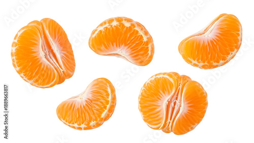Segments of Fresh Orange Isolated on Black Background