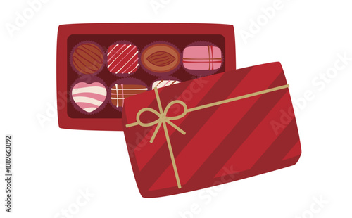 バレンタインデーのハート型ギフト、箱に入ったボンボンショコラのチョコレートボックスギフト:バレンタインチョコの四角の箱:バレンタインデーのチョコレート