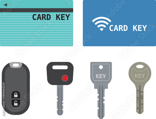 いろいろなタイプの鍵のイメージイラスト