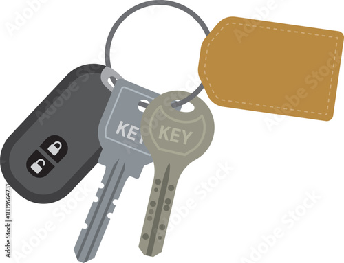 キーホルダーにつけられた鍵のイメージイラスト