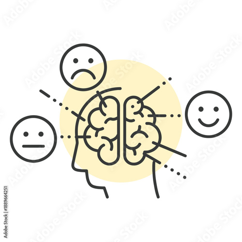 Brain Connecting Emotions Abstract Illustration of Mental Health and Feelings