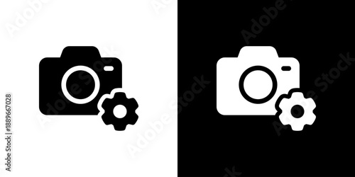 カメラに設定マーク・歯車のアイコン（ベクター）