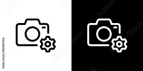 カメラに設定マーク・歯車のアイコン（ベクター）