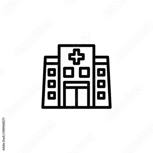 Hospital Building Medical Care Cross.