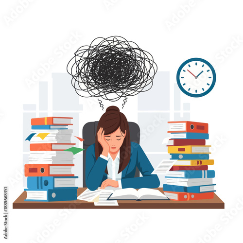 Woman Overwhelmed by Work and Time Pressure.