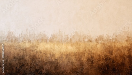 Textured, impressionistic landscape with earthy tones and blurred horizon