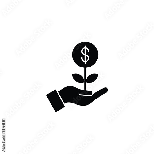 Hand holding money plant growth investment finance.