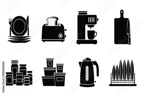 Essential Household Kitchen Icon Set