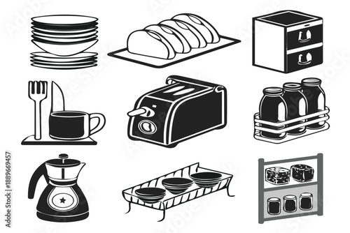 Hand Drawn Kitchenware Illustration Set