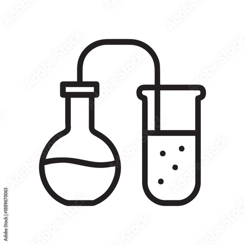 Laboratory Chemistry Glassware Connected Line Icon On White Background 