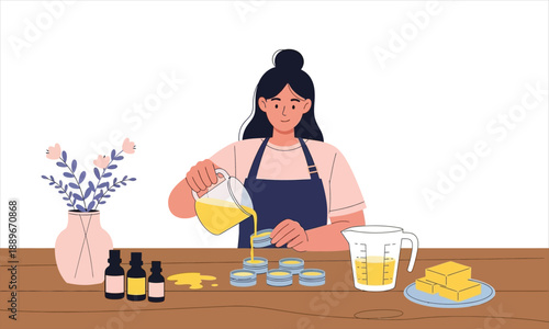 Handmade Candle Making Flat Illustration
