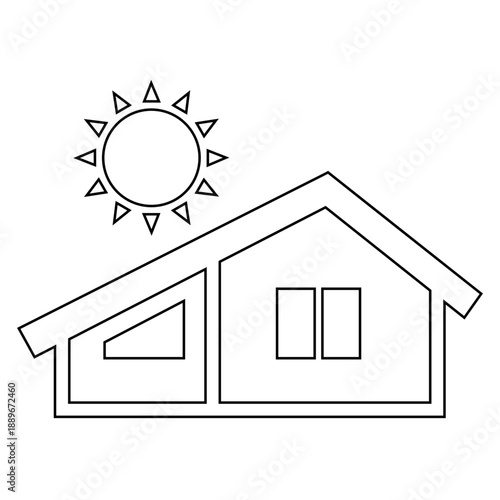 Solar powered home icon