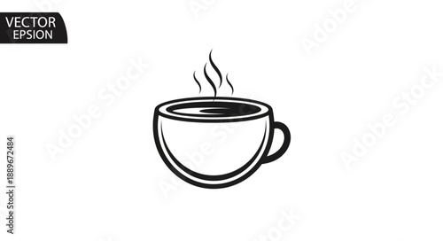 Steaming Cup of Coffee Icon Vector Illustration.