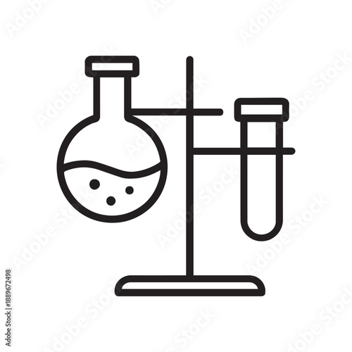 Laboratory Glassware Chemistry Line Icon Vector On White Background 