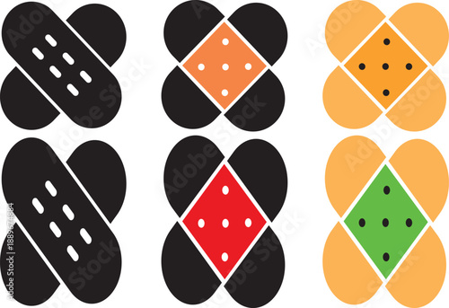 vector adhesive bandage line icon set. Modern medical healthcare and first aid symbols. Vector wound care and recovery icons. Minimalist hospital and clinic interface elements.
