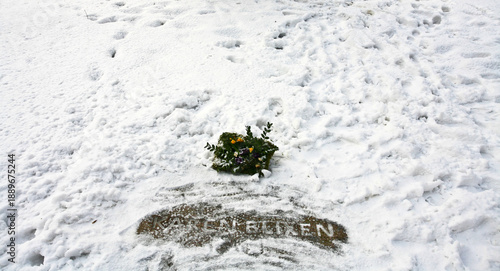 Fotografie Karen Blixen grave  Rungstedlund, in Rungsted, north of Copenhagen